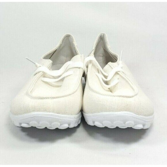 Women's Slip On Loafers Sz 9/40 Cream Fabric Upper Lightweight - Picture 3 of 8